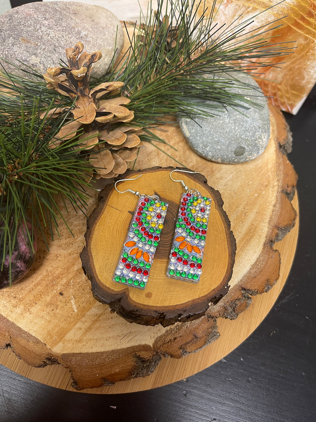Diamond Painting Rectangle Shaped Wire Earrings