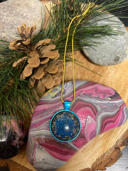 Flower Cabochon Round  Pendant on a Gold Chain NecklacePink tiful of LOVE