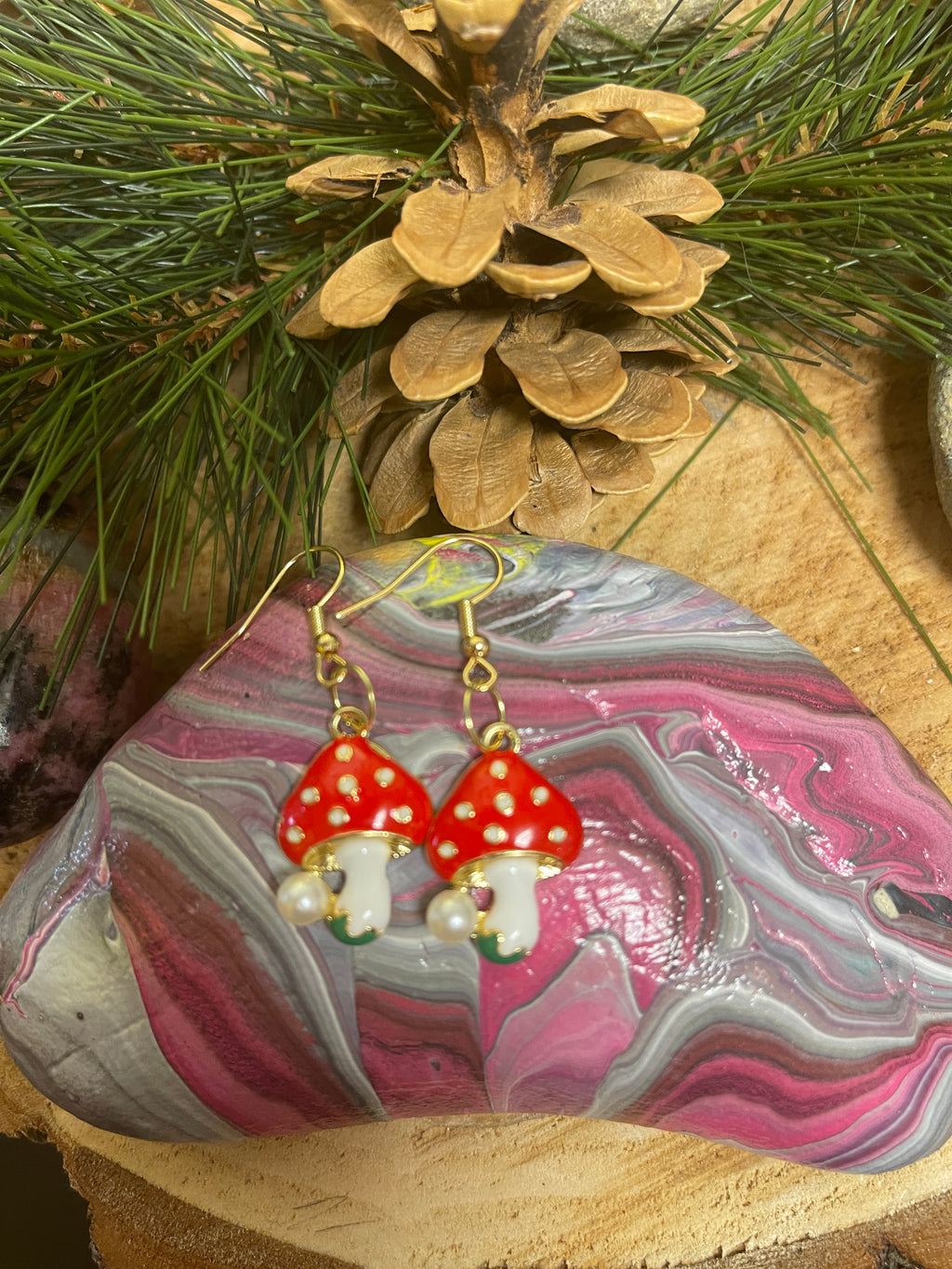 Mushroom Charm Wire earrings