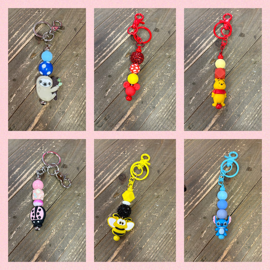 Beadable Key Chains; assorted designs (6 to choose from)