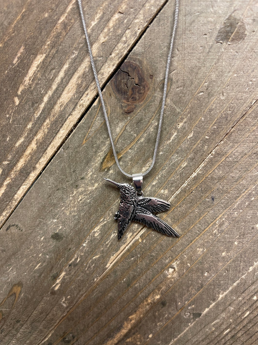 Hummingbird Pendant on a  Silver chain NecklacePink tiful of LOVE