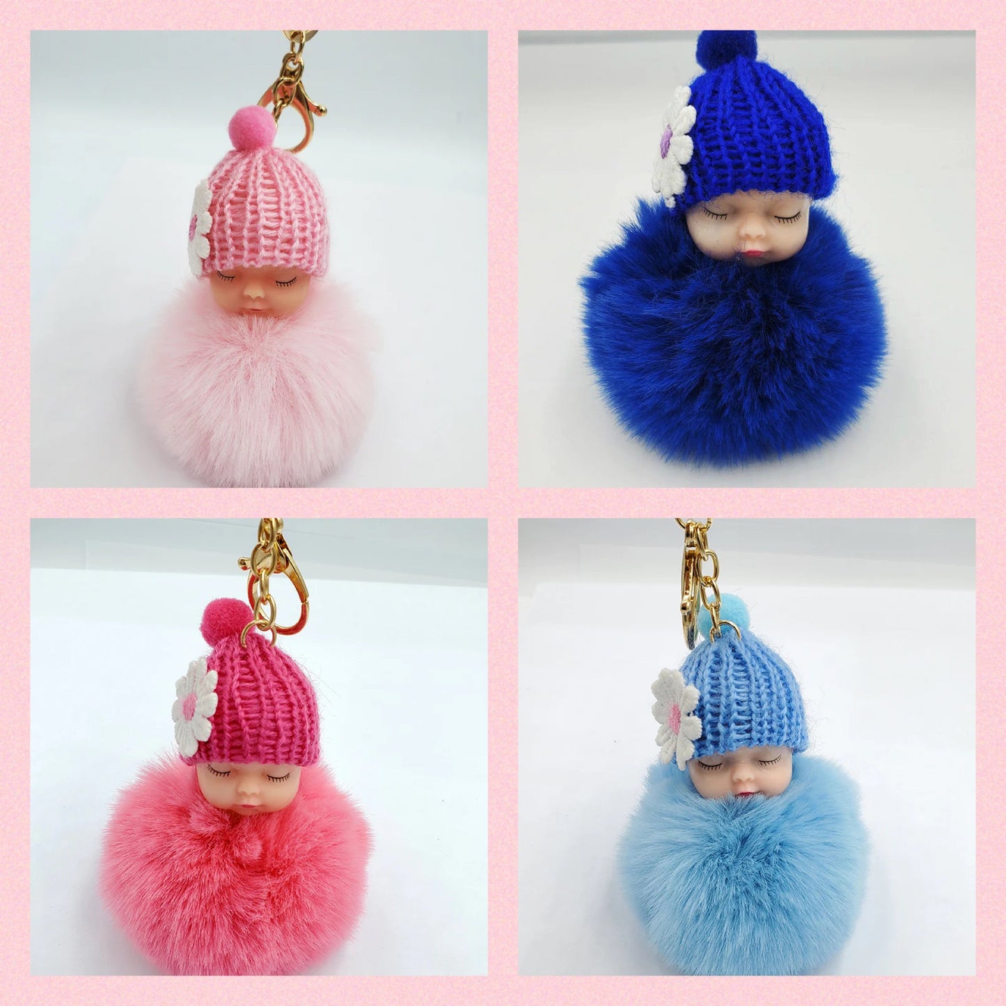Plush Doll Key Chains; (4 colors to choose from)