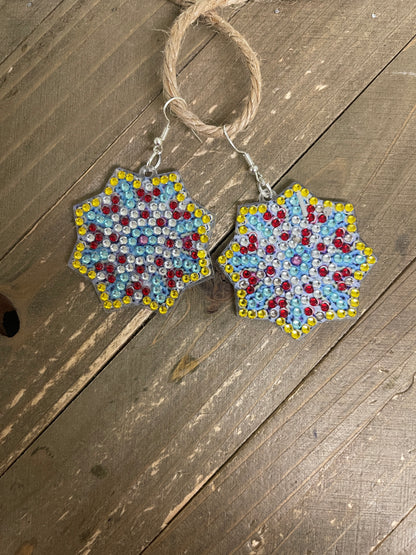 Sparkly Diamond Painting Earrings; Star Shaped Dangle Earrings; Unique and Fun Star Shaped Earrings