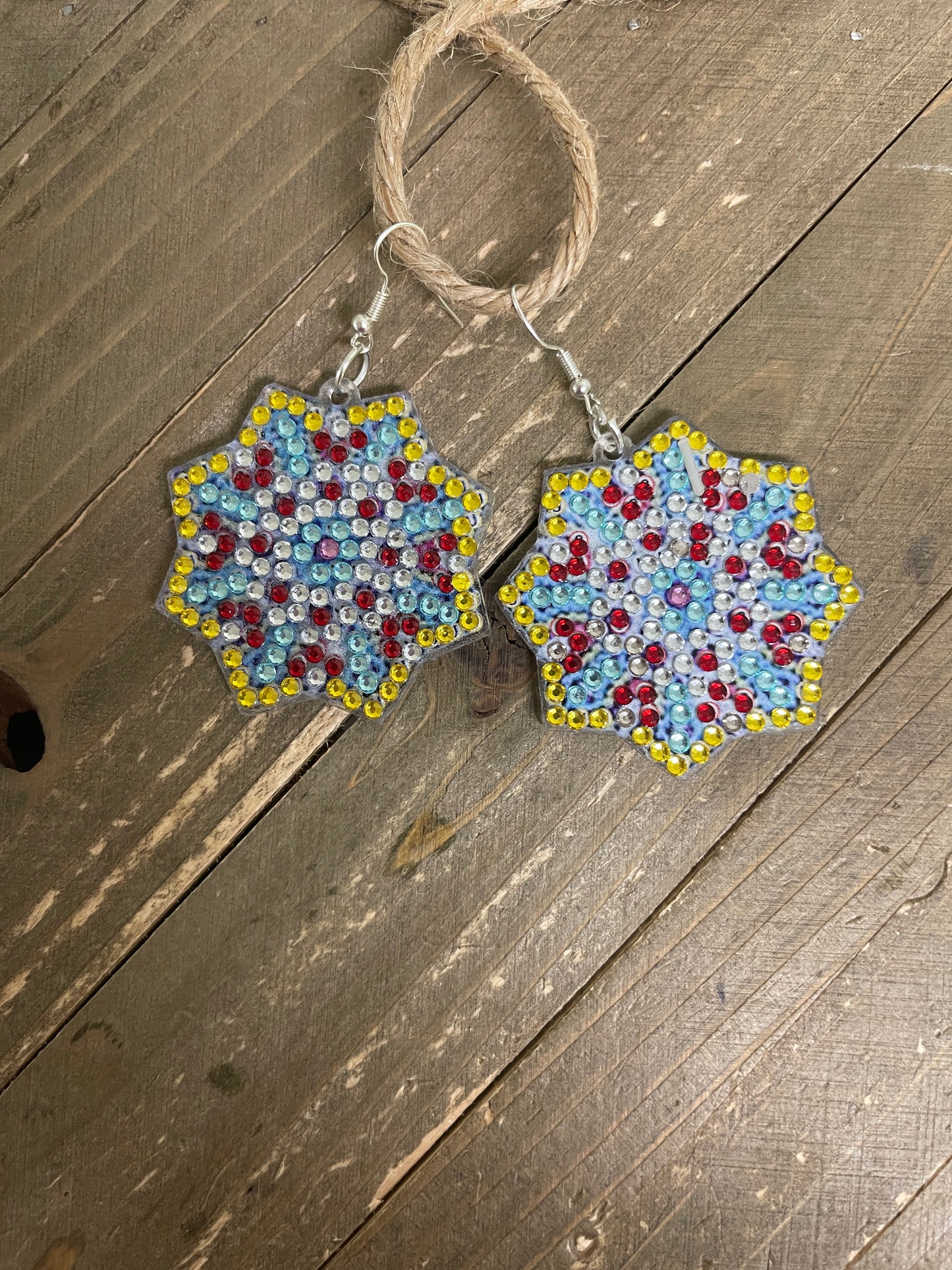 Sparkly Diamond Painting Earrings; Star Shaped Dangle Earrings; Unique and Fun Star Shaped EarringsPink tiful of LOVE
