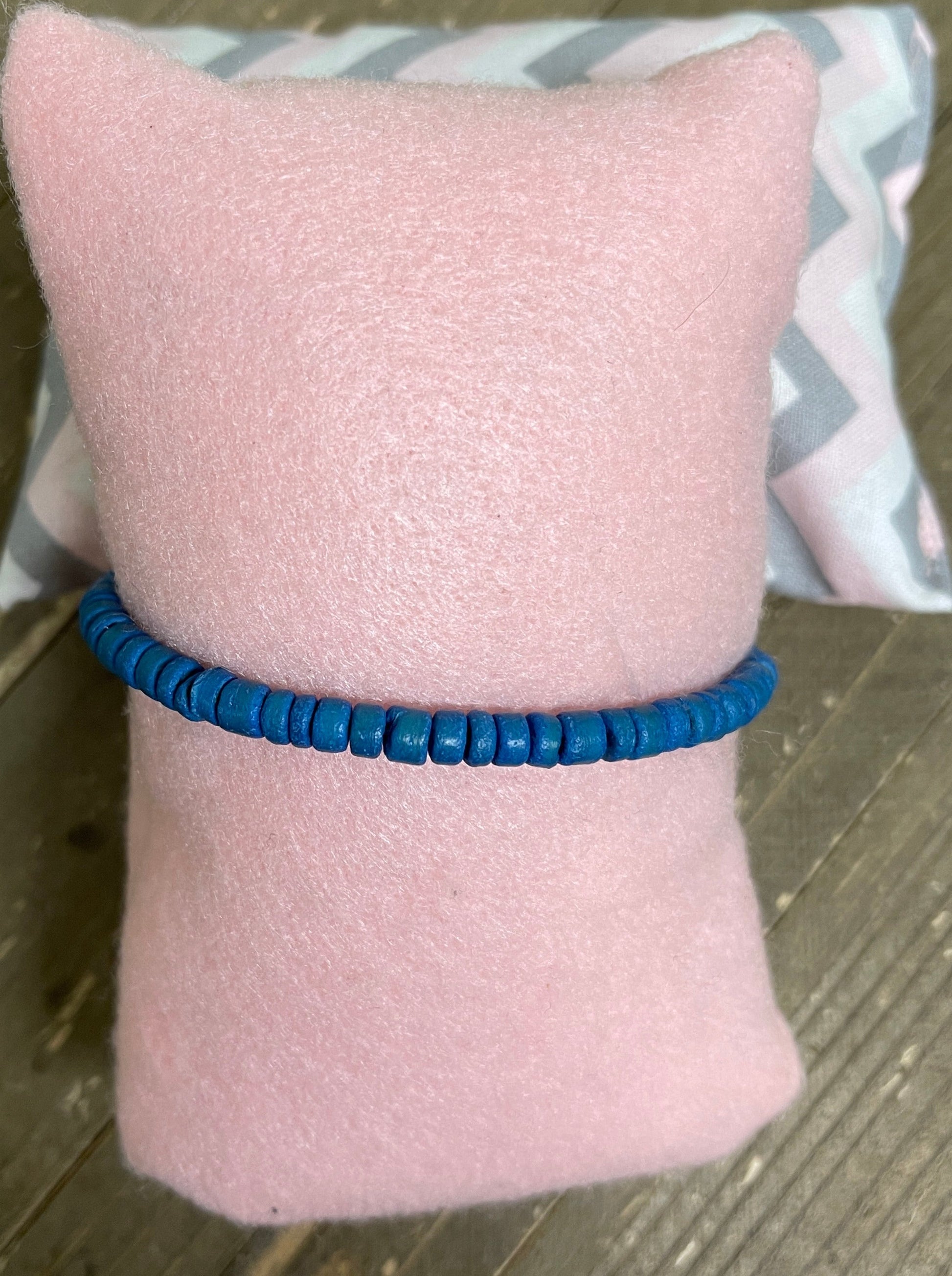 Blue Coconut beaded Stretch bracelet, Wood Coconut beadsPink tiful of LOVE
