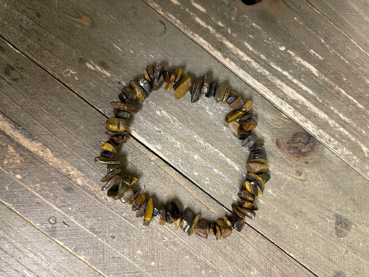 Gold Tiger Eye chip gemstone beaded Stretch braceletPink tiful of LOVE
