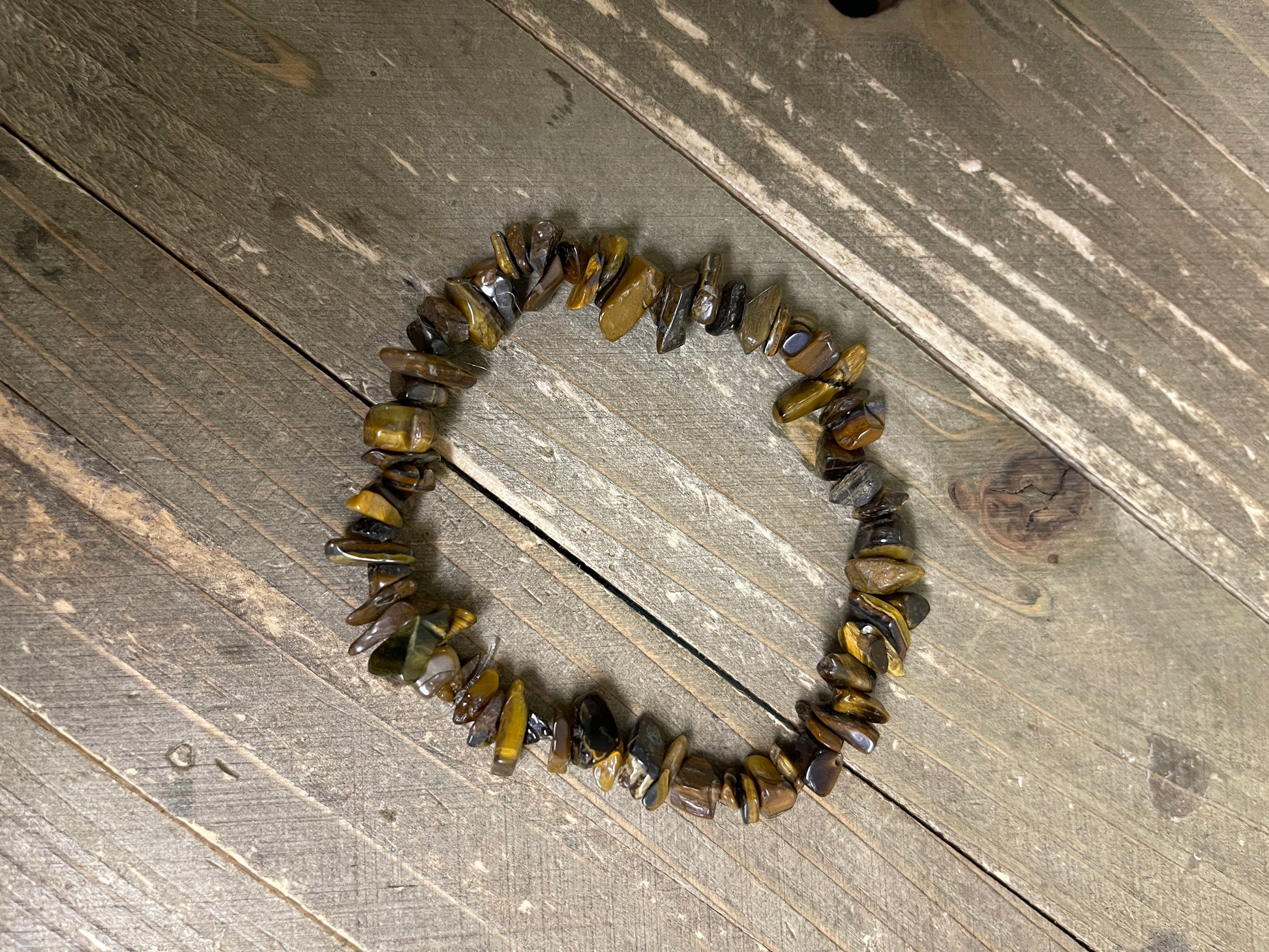 Gold Tiger Eye chip gemstone beaded Stretch braceletPink tiful of LOVE