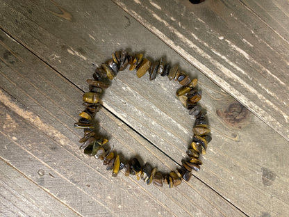 Gold Tiger Eye chip gemstone beaded Stretch braceletPink tiful of LOVE