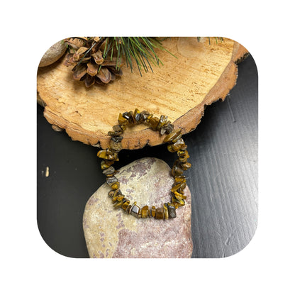 Gold Tiger Eye chip gemstone beaded Stretch braceletPink tiful of LOVE