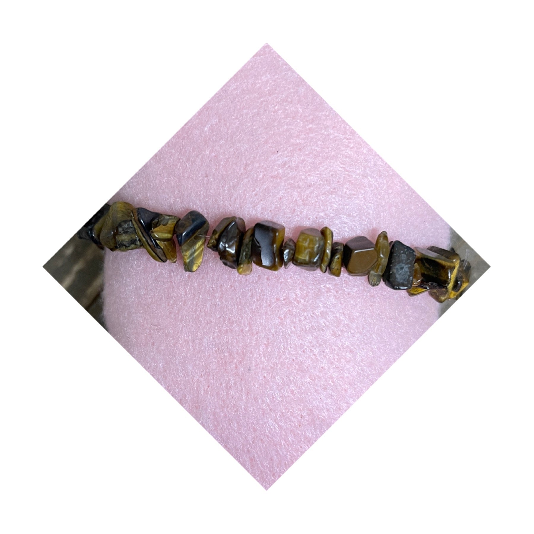 Gold Tiger Eye chip gemstone beaded Stretch braceletPink tiful of LOVE