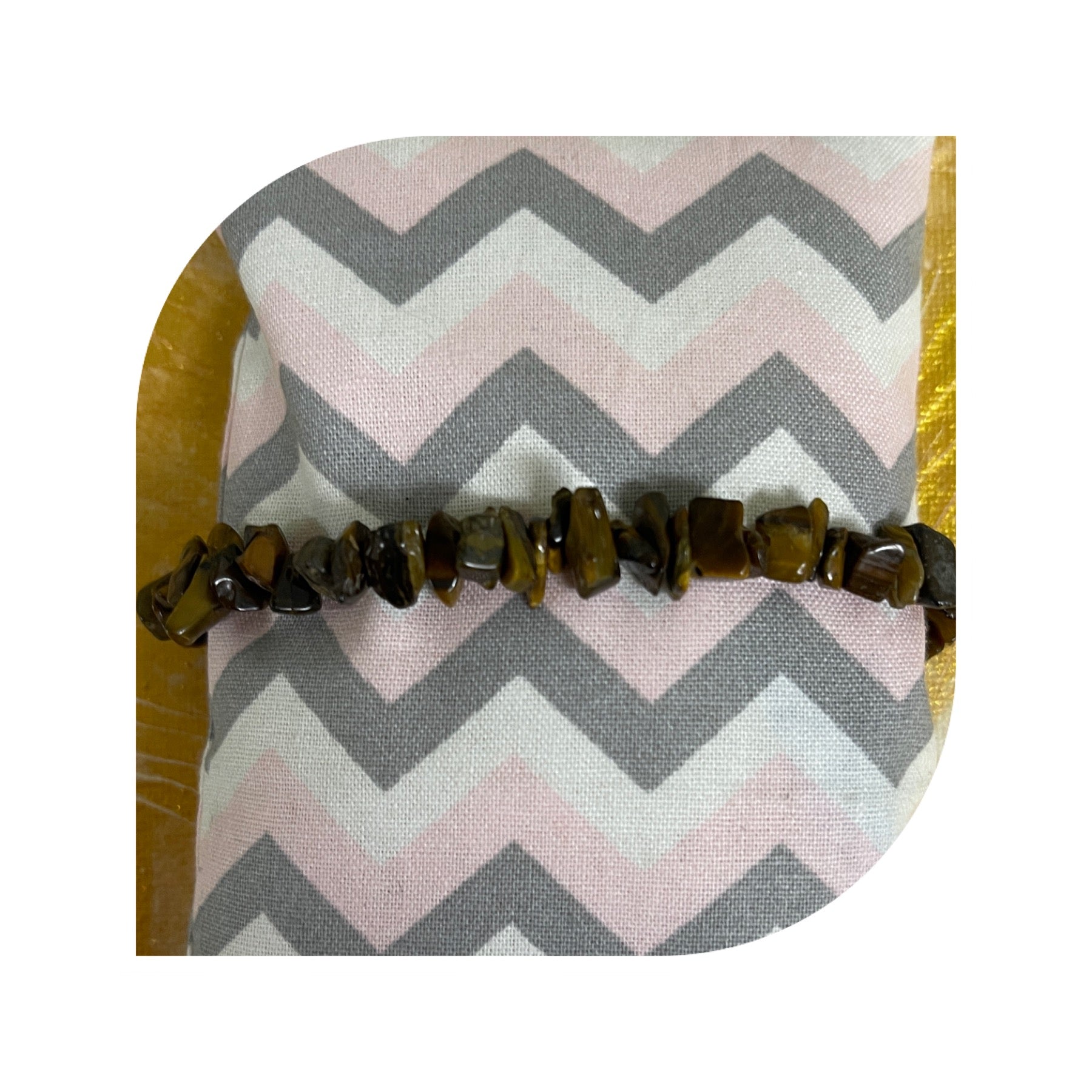 Gold Tiger Eye chip gemstone beaded Stretch braceletPink tiful of LOVE