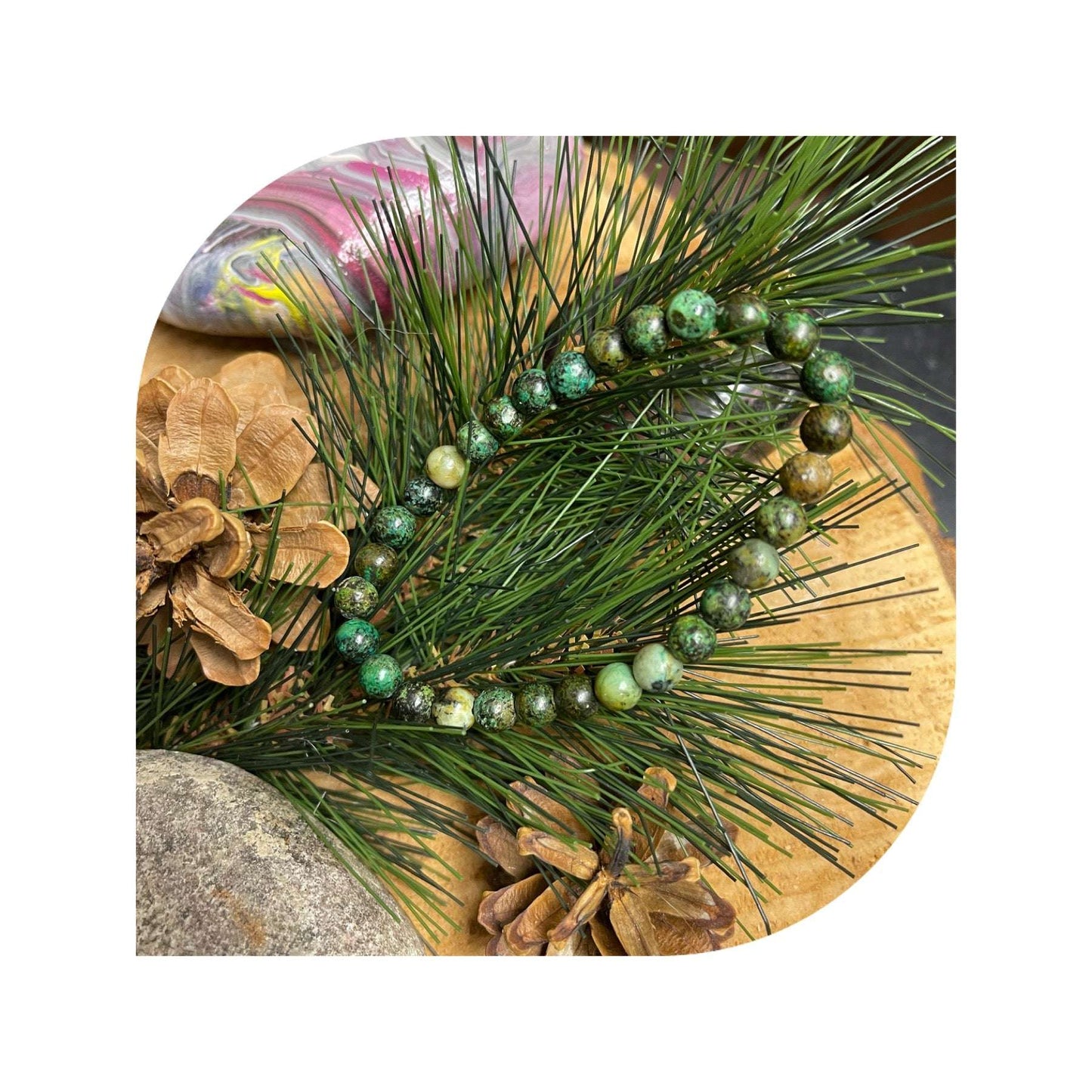 African Turquoise Gemstone Beaded Elastic/Stretch BraceletPink tiful of LOVE