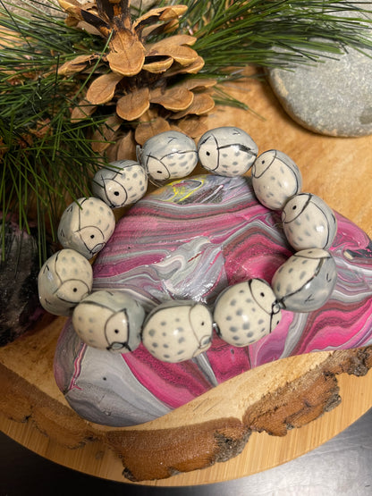 Ceramic Porcelain Owl Beaded Elastic/Stretch BraceletPink tiful of LOVE