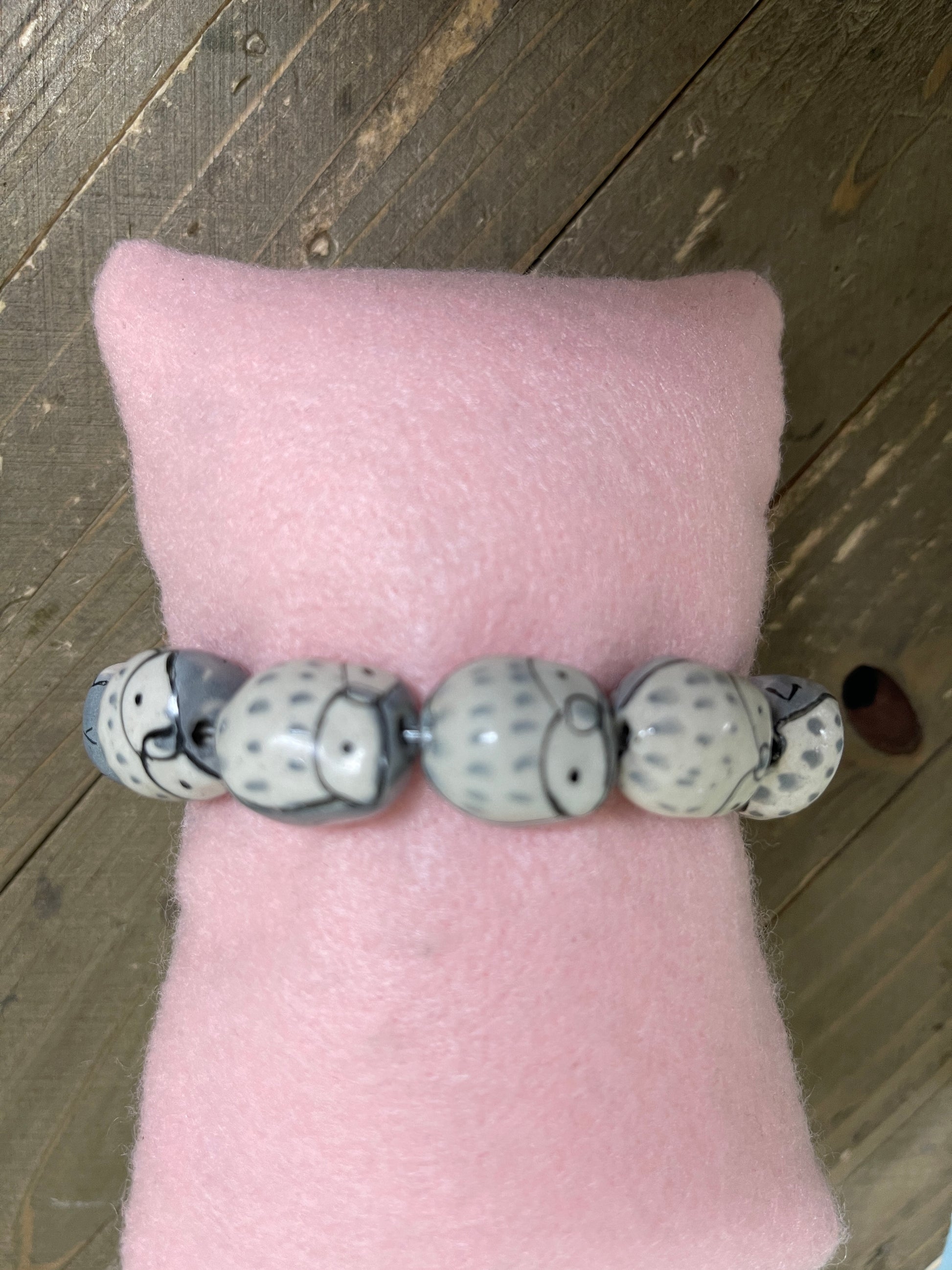 Ceramic Porcelain Owl Beaded Elastic/Stretch BraceletPink tiful of LOVE