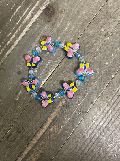 butterfly Beaded Elastic/Stretch BraceletPink tiful of LOVE