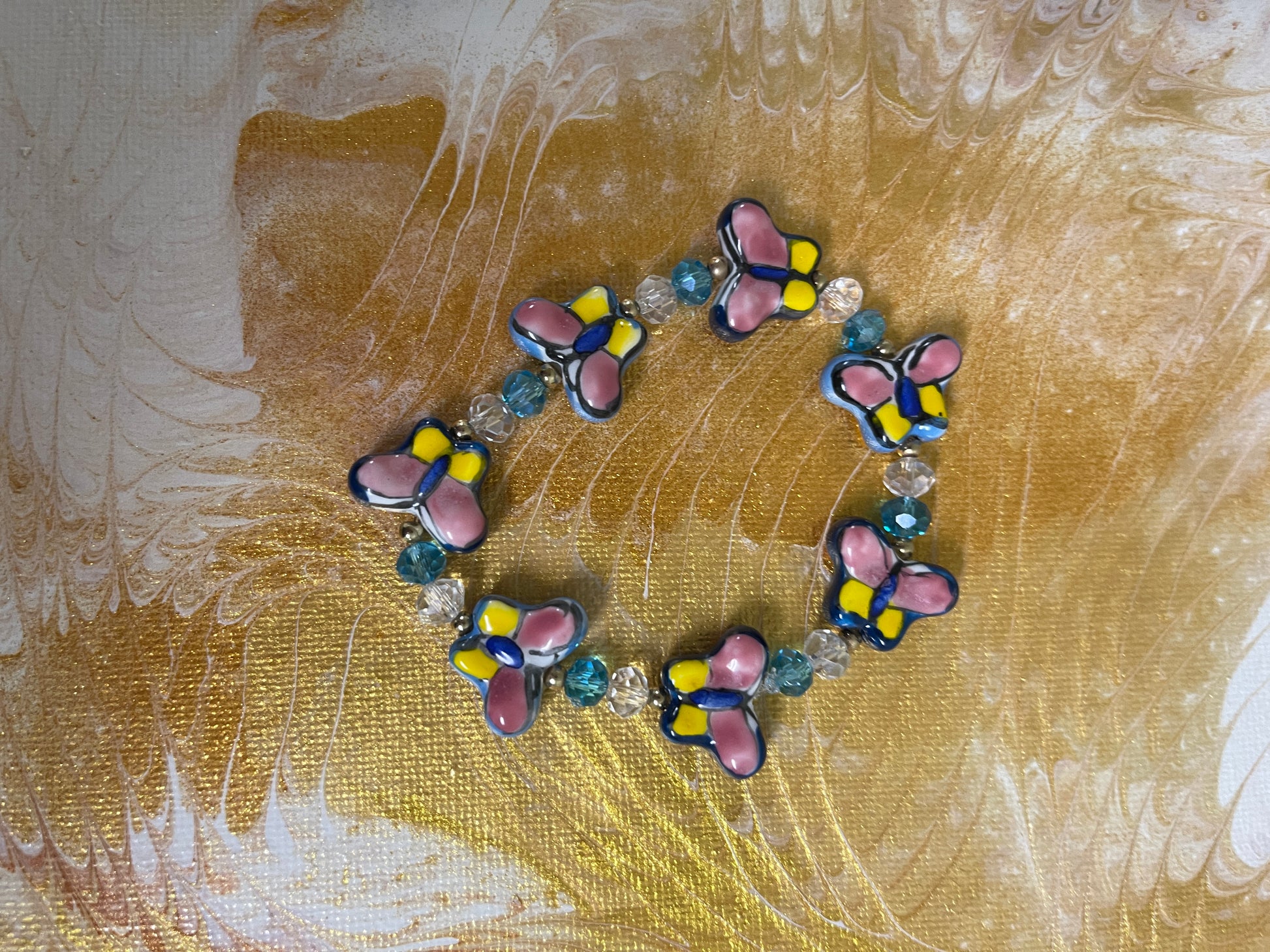 butterfly Beaded Elastic/Stretch BraceletPink tiful of LOVE