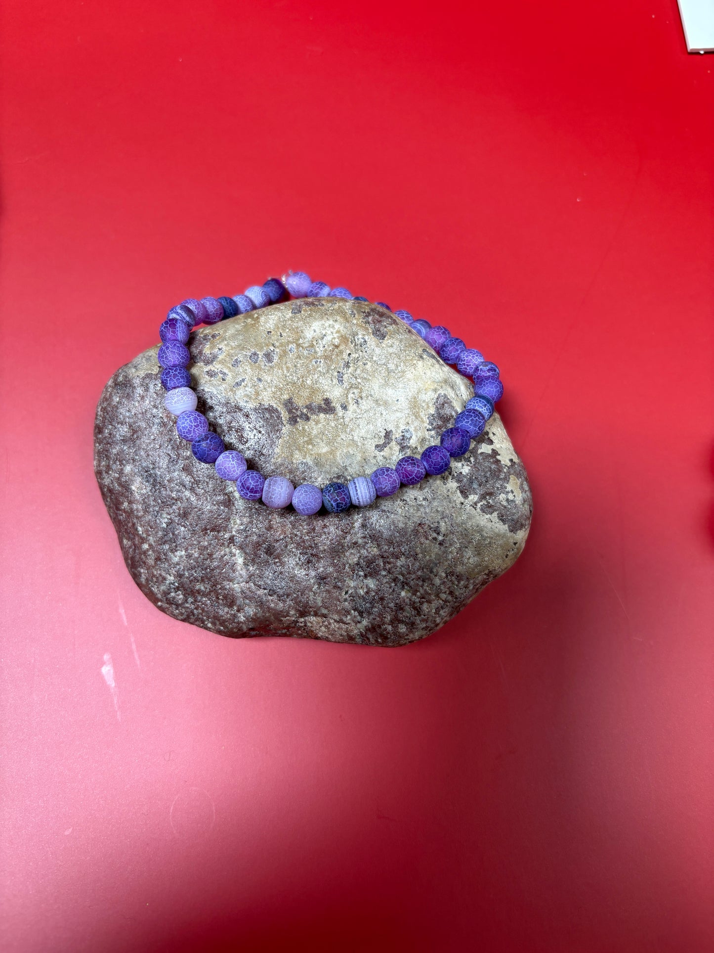 Purple Dragon Veins Agate Beaded Stretch Bracelet