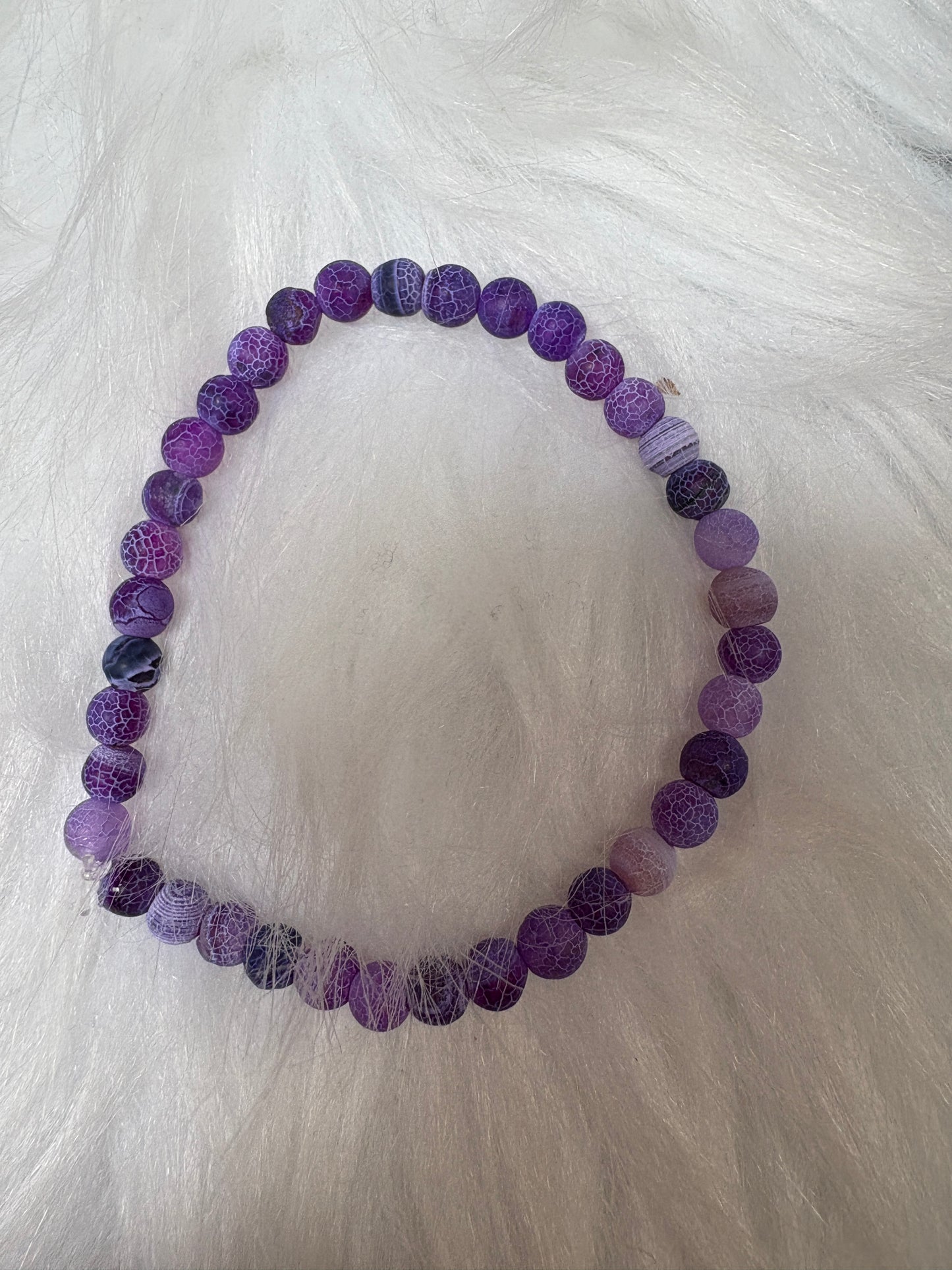 Purple Dragon Veins Agate Beaded Stretch Bracelet