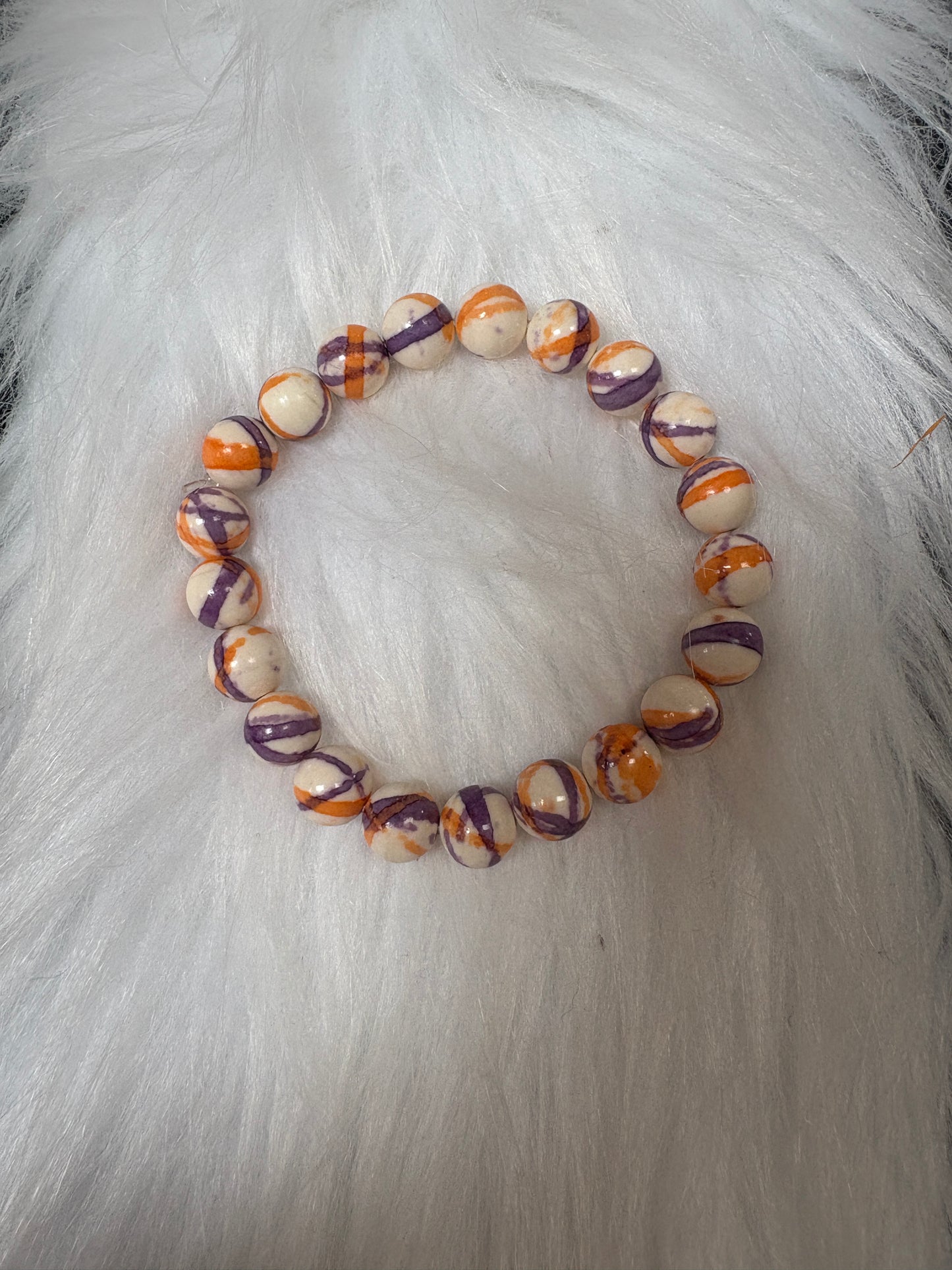Rain Flower Stone Yellow Purple Beaded Stretch Bracelet