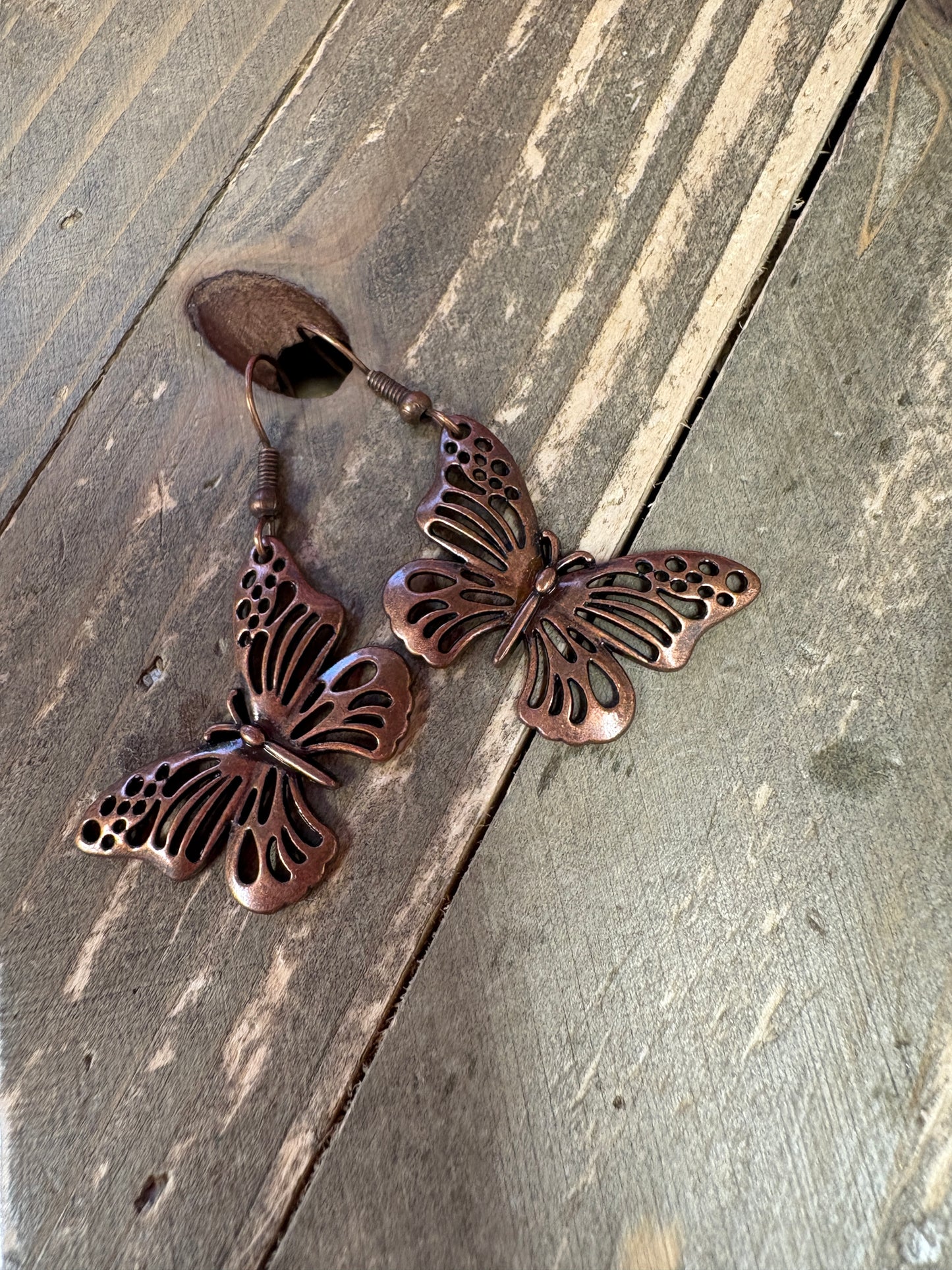 Copper Butterfly wire Earrings
