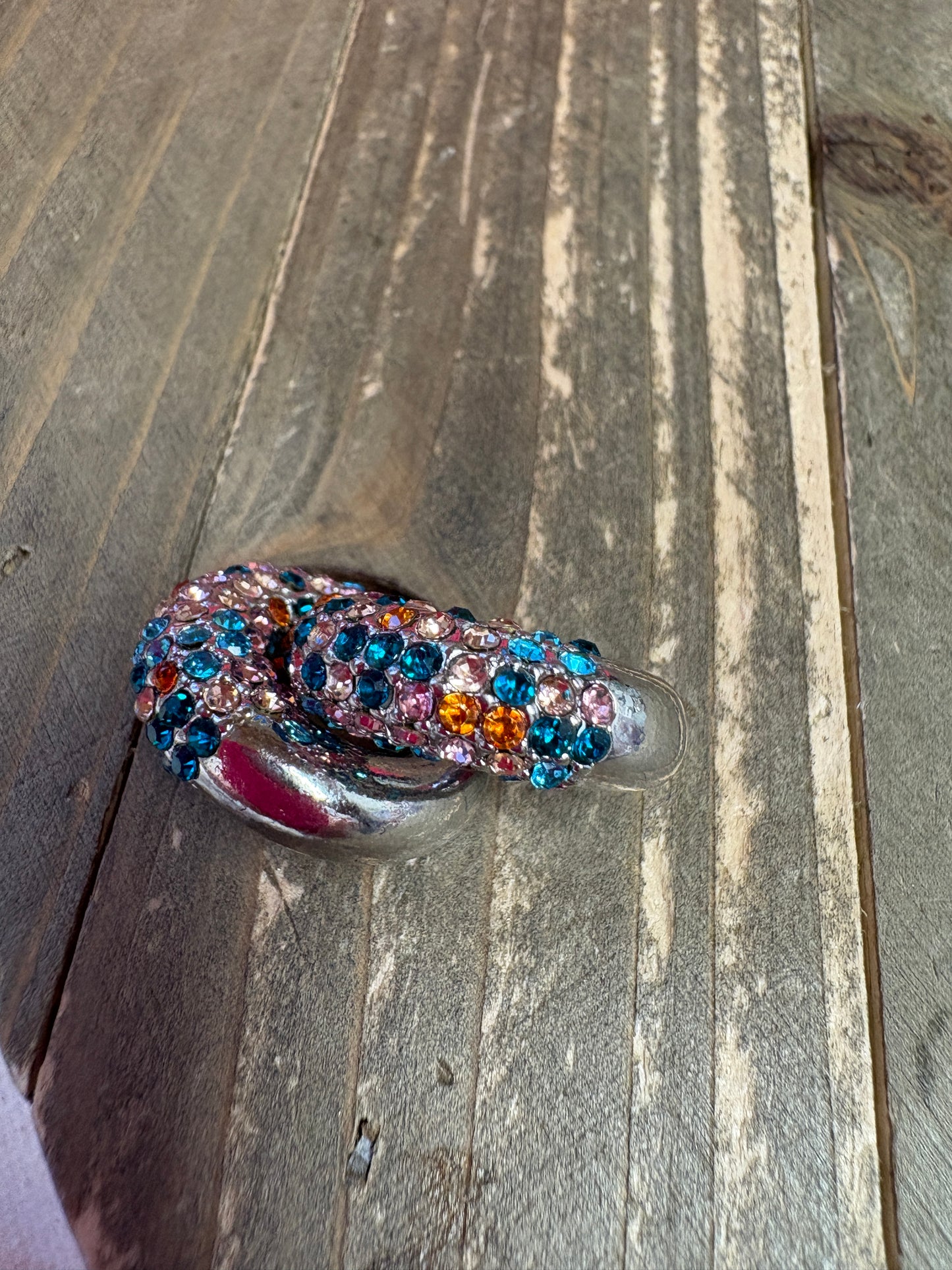 Multi-color rhinestone silver small hoop Stud Earrings