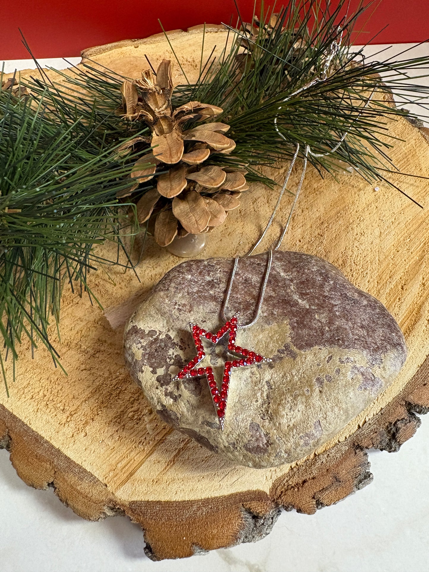 Red  Rhinestone  Star Necklace