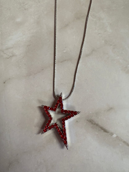 Red  Rhinestone  Star Necklace