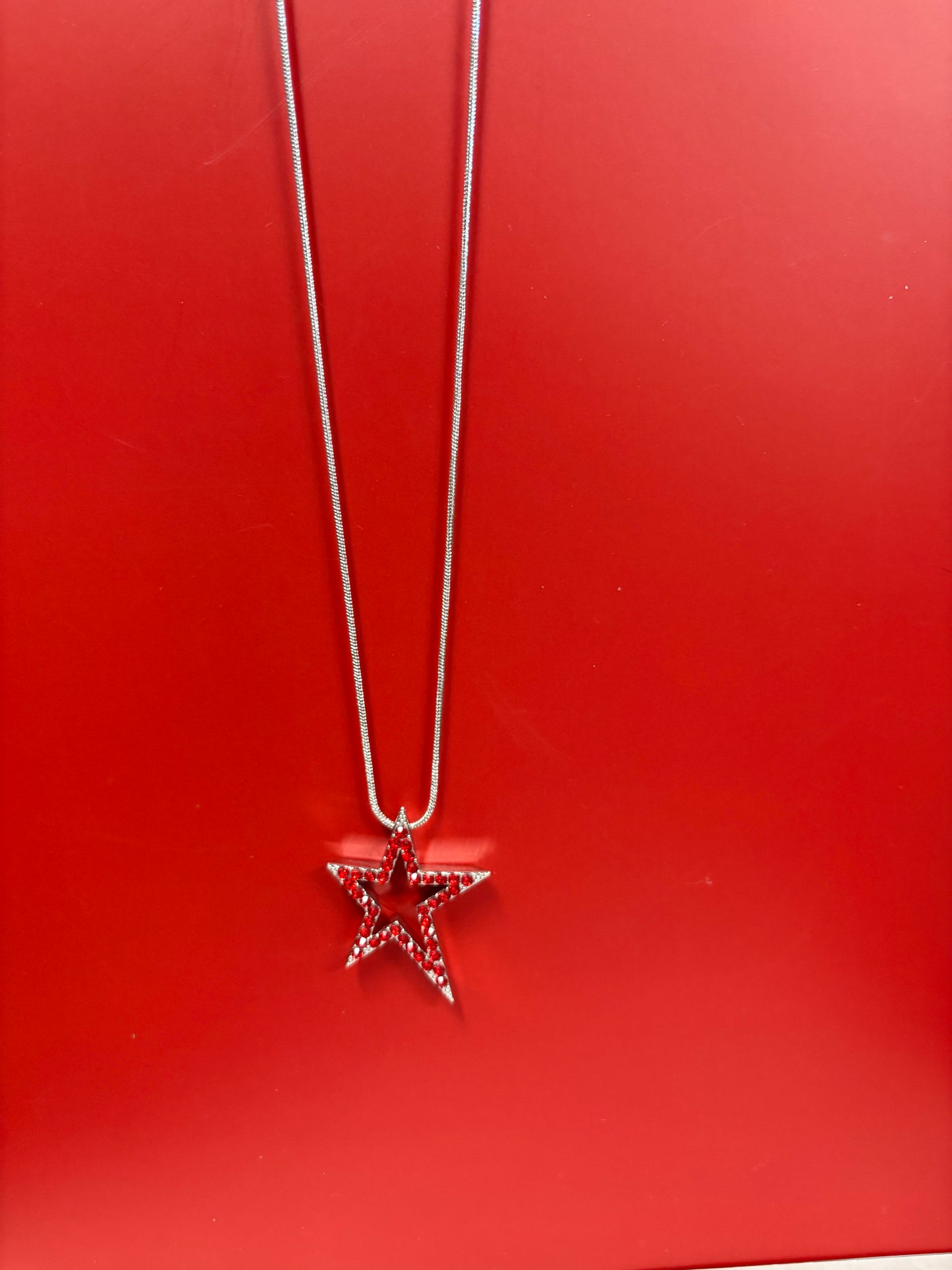 Red  Rhinestone  Star Necklace
