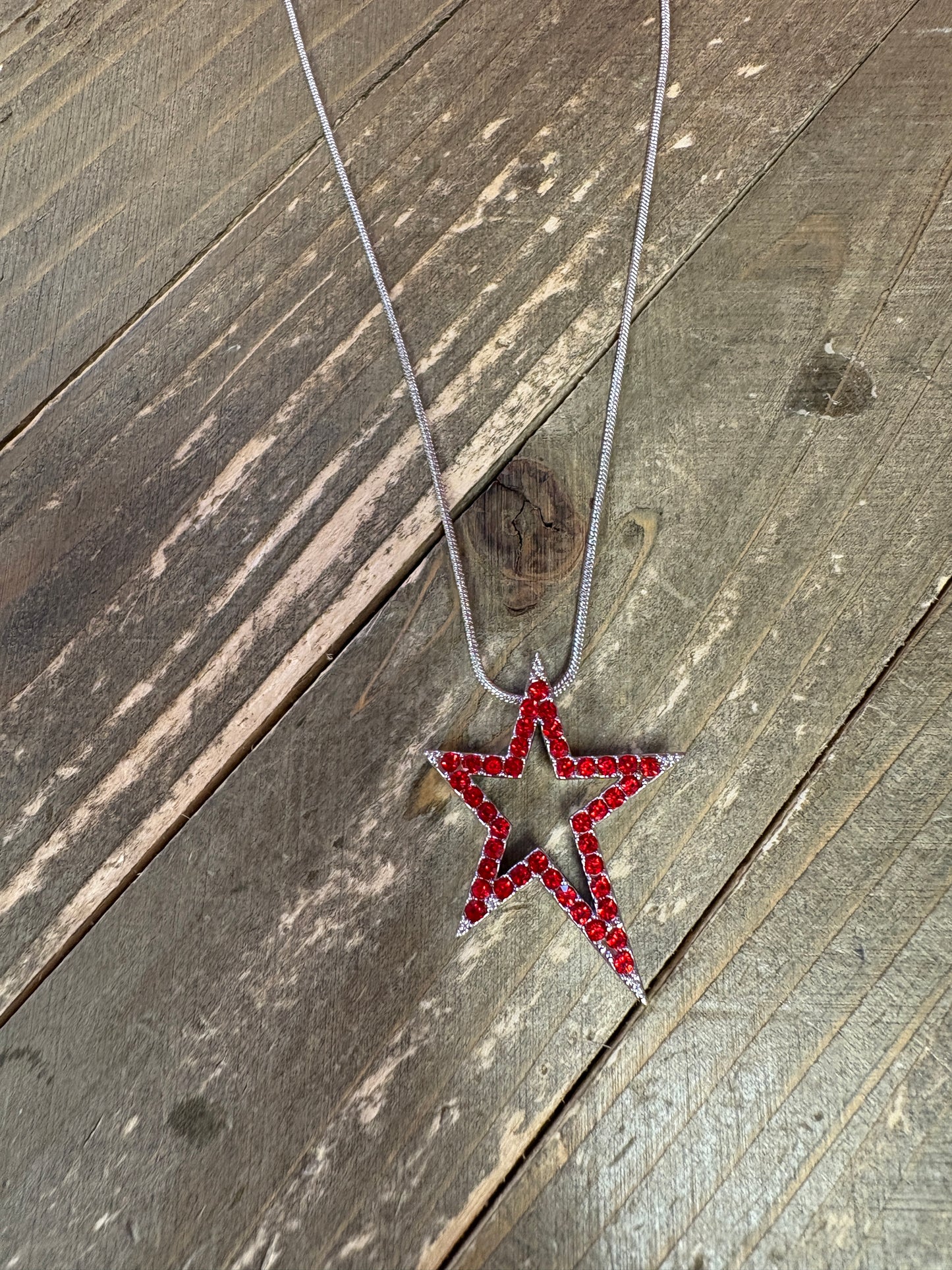 Red  Rhinestone  Star Necklace
