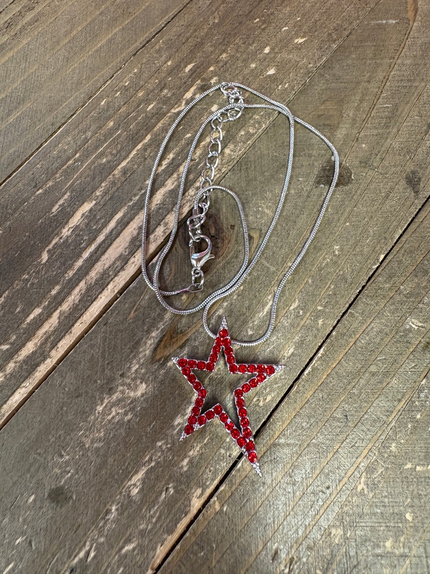 Red  Rhinestone  Star Necklace