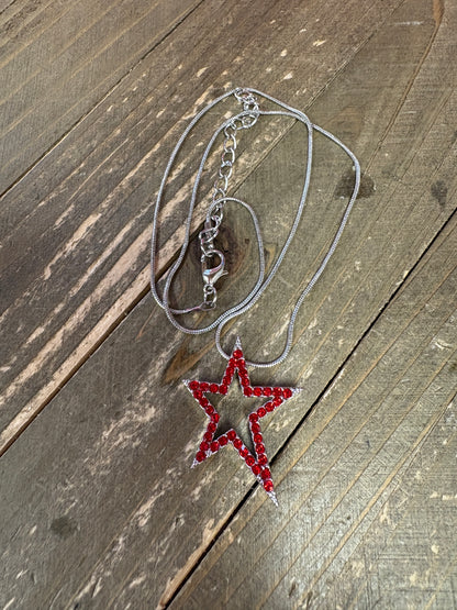 Red  Rhinestone  Star Necklace