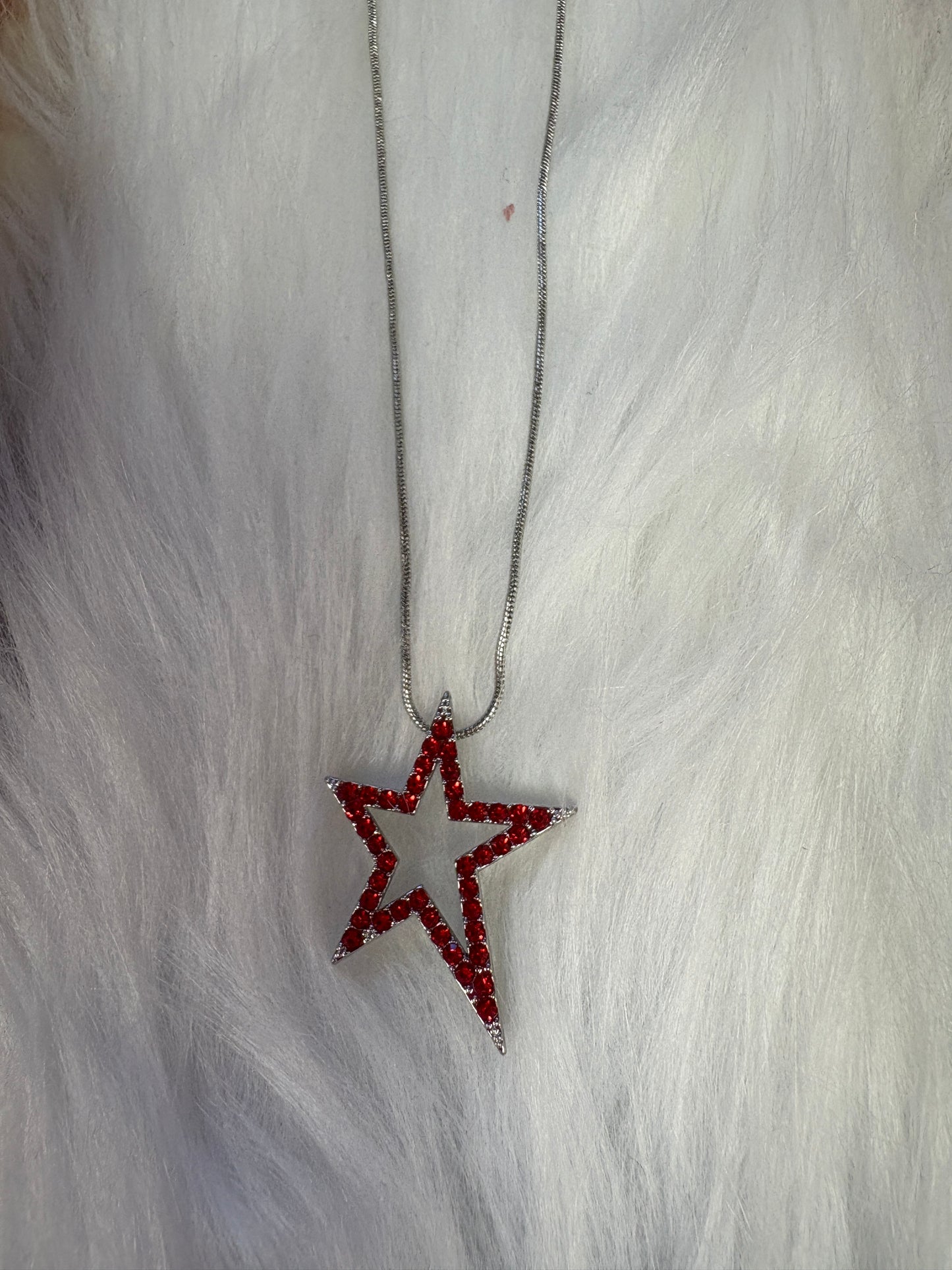 Red  Rhinestone  Star Necklace