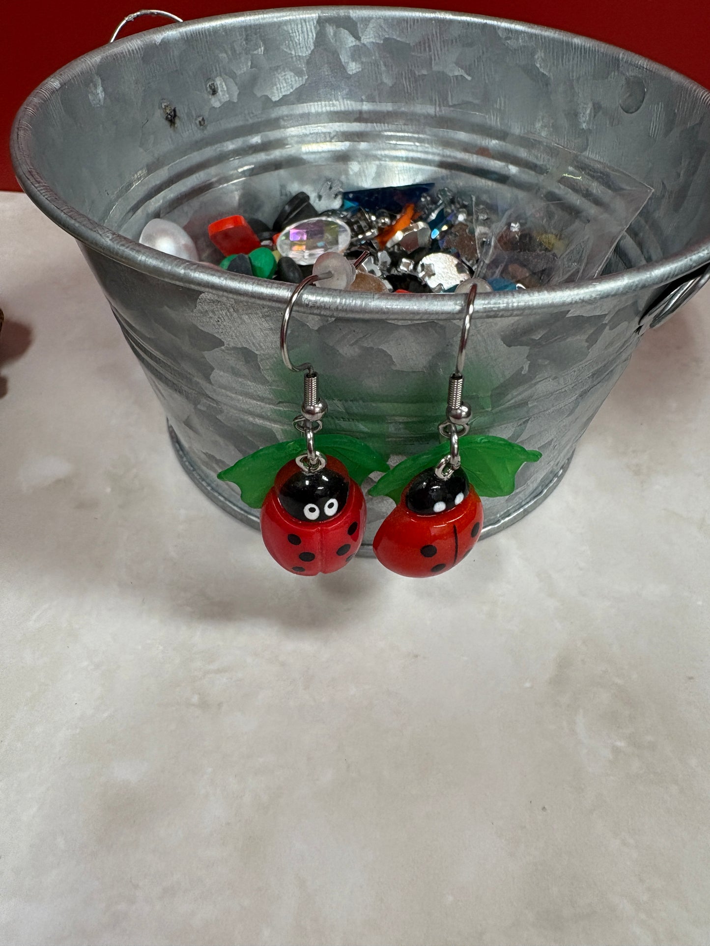Adorable Ladybug Wire Earrings