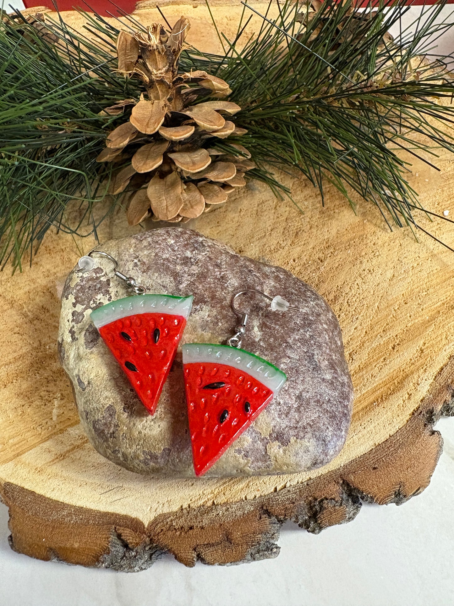 Slice of Yummy Watermelon Wire Earrings