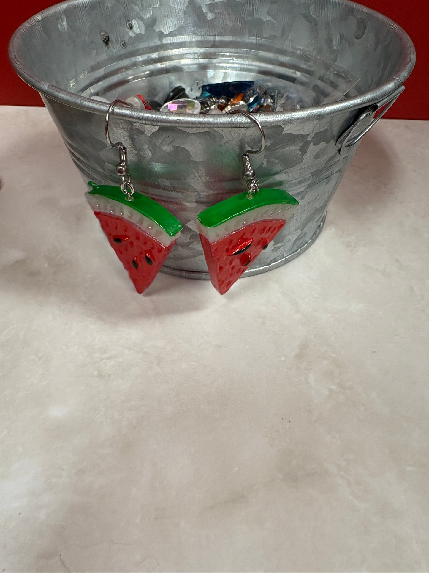 Slice of Yummy Watermelon Wire Earrings