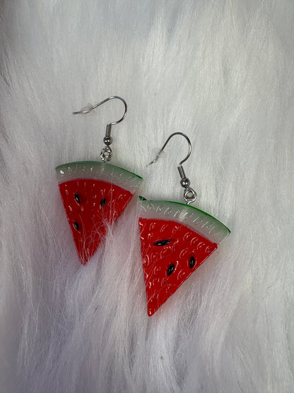 Slice of Yummy Watermelon Wire Earrings
