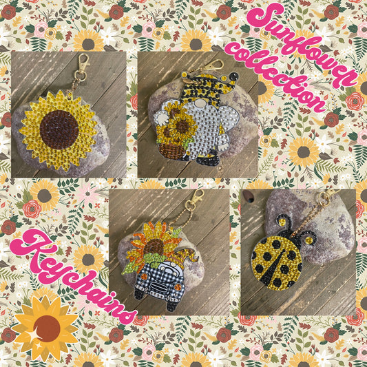 Sunflower Collection Acrylic &amp; Gemstone Key Chain (4 to choose from)Pink tiful of LOVE