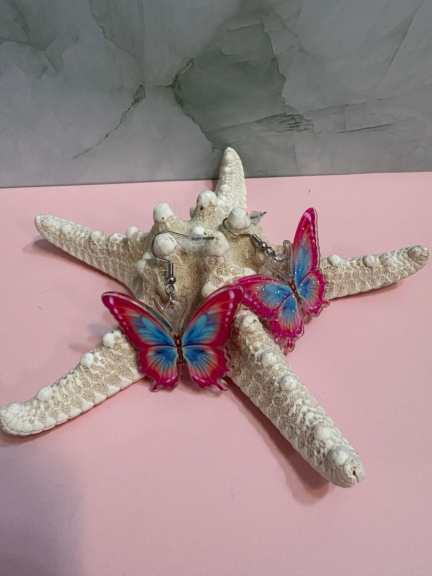 Glittery Butterfly Wire Earrings