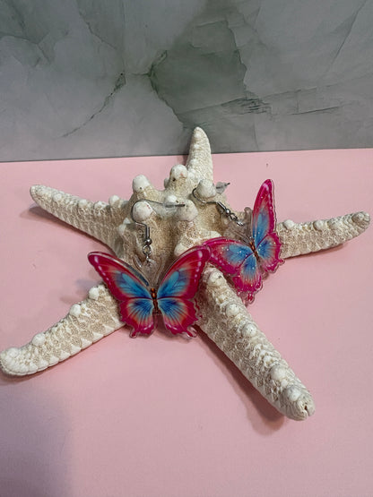 Glittery Butterfly Wire Earrings