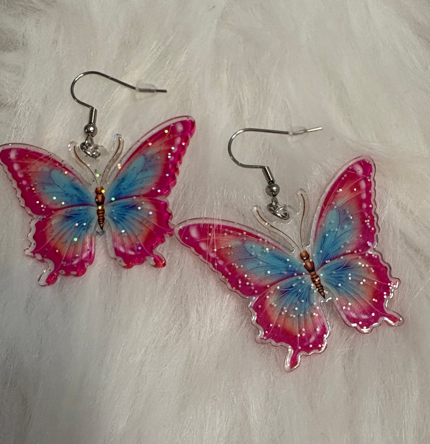 Glittery Butterfly Wire Earrings