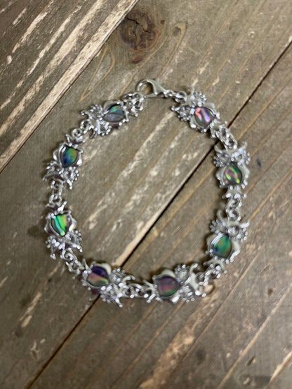 Owl Link Bracelet; combination of shell &amp; metal finish; measuring 7&quot; with 7 owlsPink tiful of LOVE