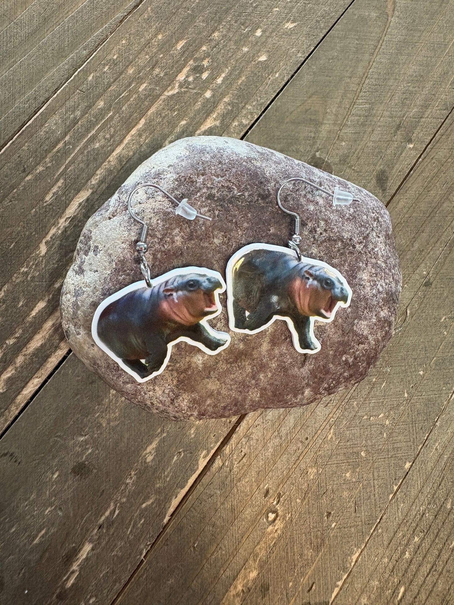 Moo Deng Hippo Wire Earrings