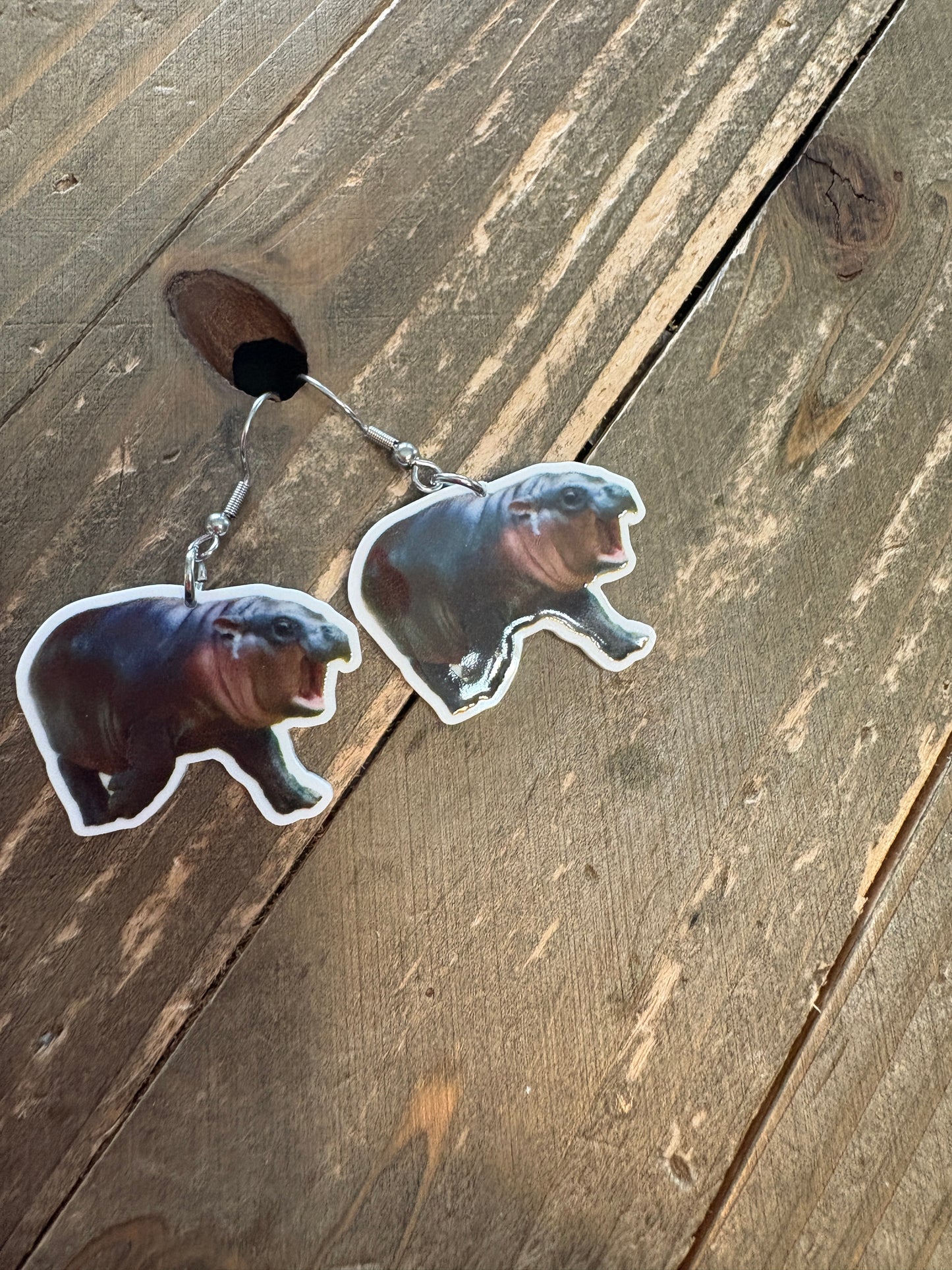 Moo Deng Hippo Wire Earrings