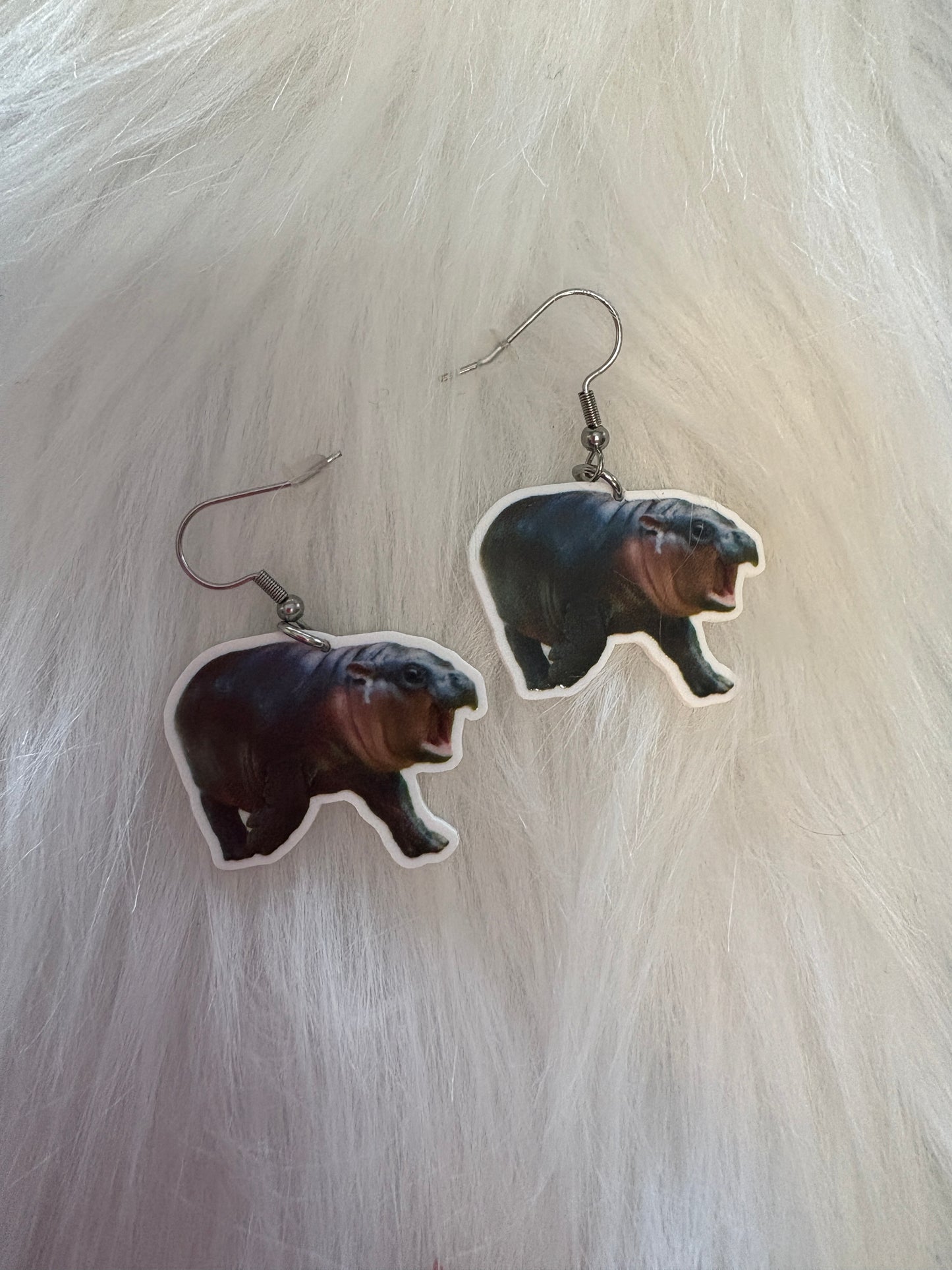 Moo Deng Hippo Wire Earrings