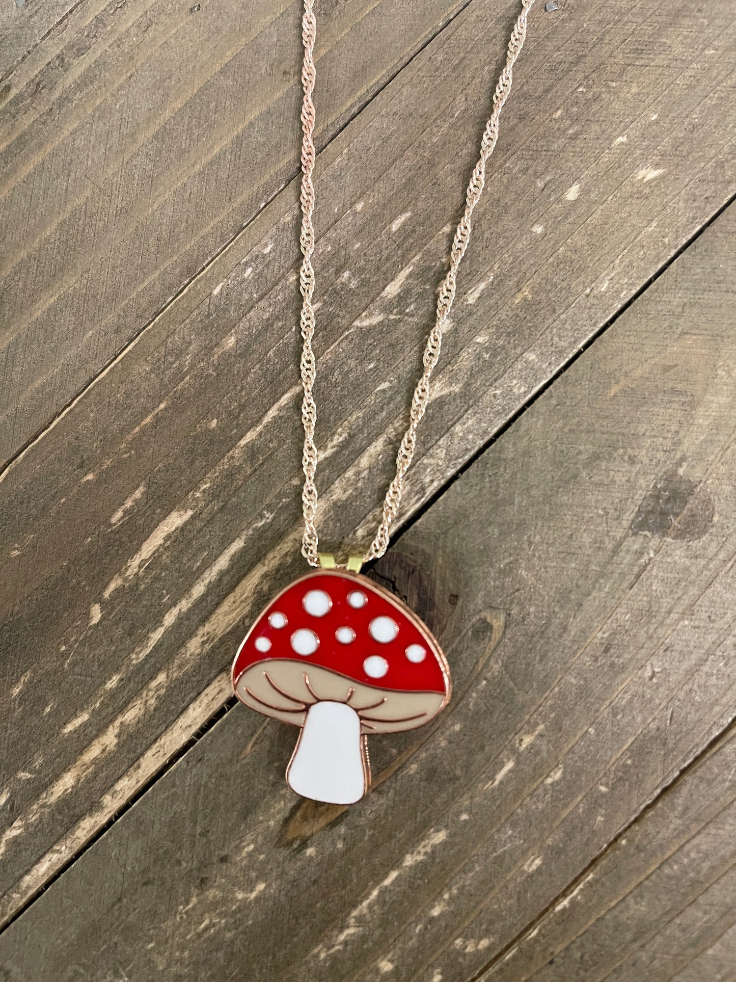 Mushroom Pendant on a Rose Gold chain NecklacePink tiful of LOVE