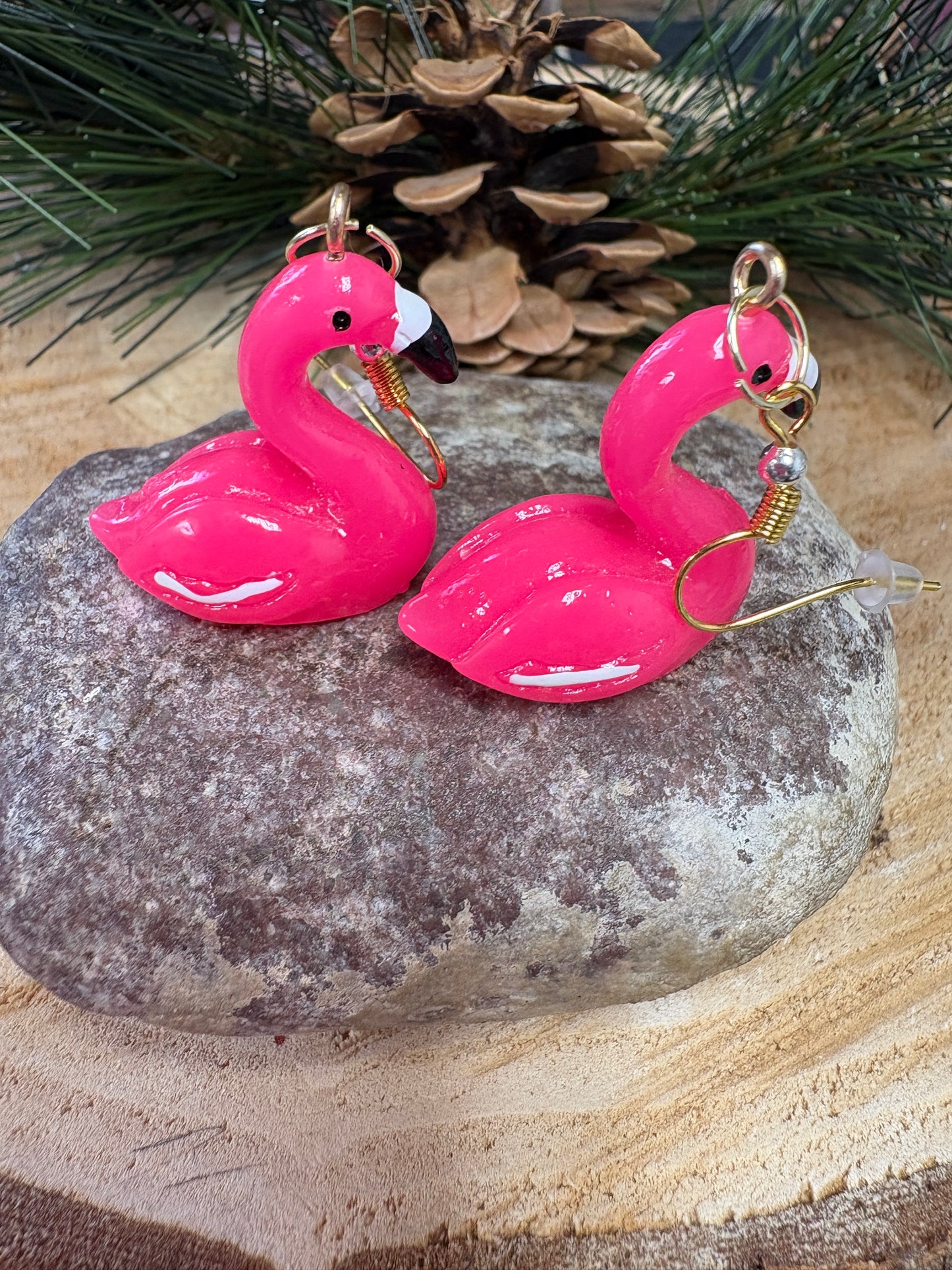 Pink Flamingo Wire Earrings