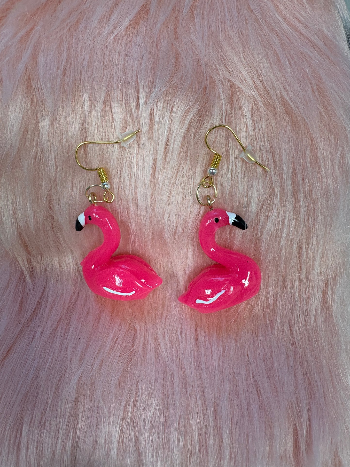Pink Flamingo Wire Earrings