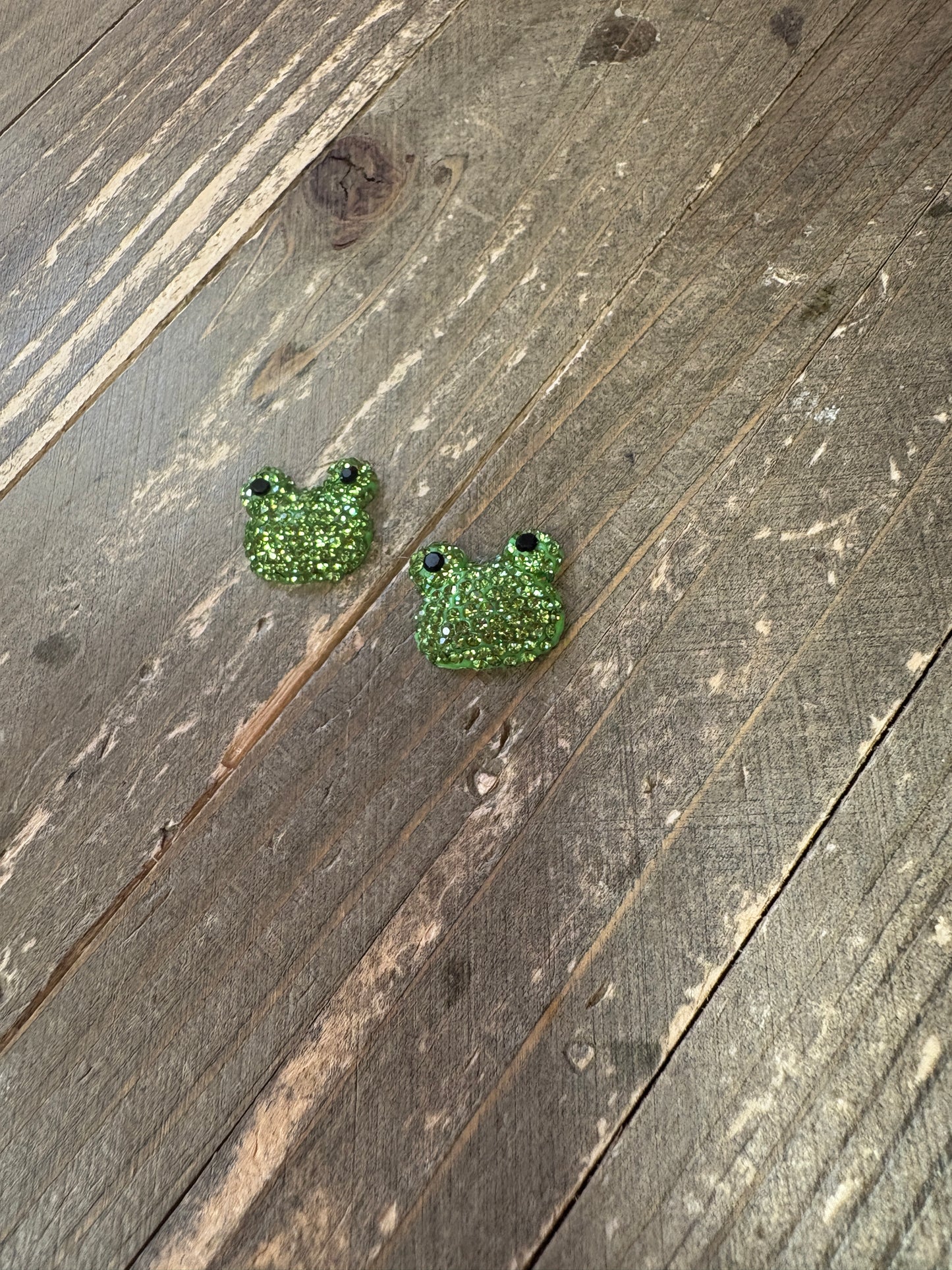 Green Frog Rhinestone Stud Earrings