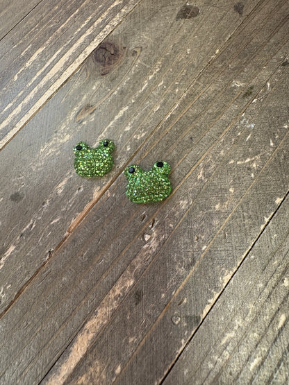 Green Frog Rhinestone Stud Earrings