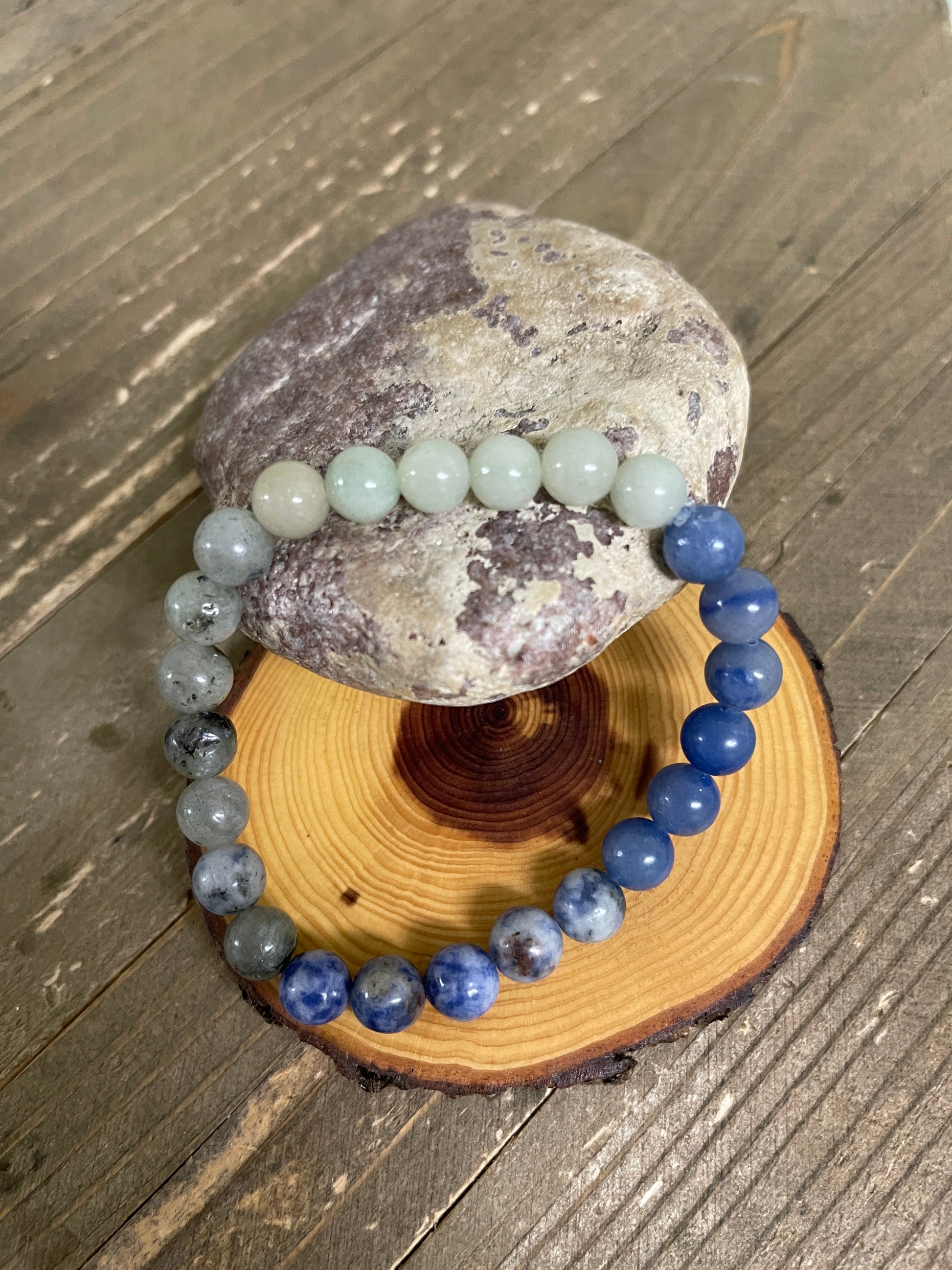 Ocean Breeze Beaded Elastic Bracelet;  Natural Gemstones; perfect gift for him or herPink tiful of LOVE